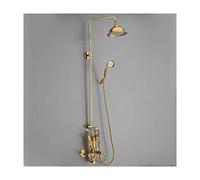 Rain Shower System Swan Shower Faucet Set Wall Mounted Shower Combo Set Brass Rain Mixer Shower with Handheld Shower, Rainfall Shower Head,Gold