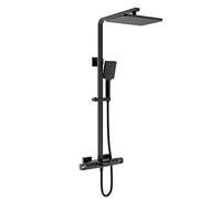 Rain Shower System Thermostatic Shower Faucet Set Brass Wall Mounted Shower Combo Set Dual Handle Rain Mixer Shower with Handheld Shower, Rectangular Shower Head, Waterfall Tub Fau