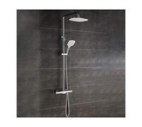 Rain Shower System Thermostatic Shower Faucet Set Complete Wall Mounted Shower Combo Set Brass Rain Mixer Shower with Waterfall Tub Spout, 3 Mode Handheld Shower, ABS Shower Head,G