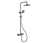 Rain Shower System Thermostatic Shower Faucet Set Complete Wall Mounted Shower Combo Set Brass Rain Mixer Shower with Waterfall Tub Spout, 3 Mode Handheld Shower, ABS Shower Head,G