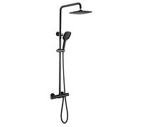 Rain Shower System Thermostatic Shower Faucet Set Complete Wall Mounted Shower Combo Set Brass Rain Mixer Shower with Waterfall Tub Spout, 3 Mode Handheld Shower, ABS Shower Head,G
