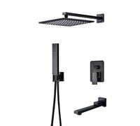 Rain Shower System with Shower Head and Handheld Shower, Concealed Wall Mounted Bathroom Shower Set with Hot and Cold Water,8inch