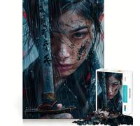 Rain-Soaked Samurai Jigsaw Puzzles for Adults1000 Pieces Smart Game Quiet Calm Pattern Assembly Amazing Present (50x75cm)
