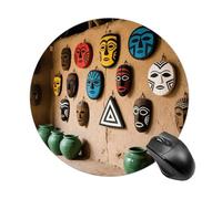 Rain Spirit Mask Round Mouse Pads Non-Slip Rubber Base Mouse Mat Cute Mousepad Funny Computer Desk Accessories for Office Home Gaming Work 7.8 X7.8 Inch