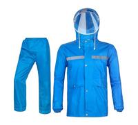Rain Suit for Men Women Rain Clothing Jacket Trousers Waterproof Set Windproof Hooded Rain Trousers Raincoat Work Outdoor Transparent Raincoat Distinctive Suits, O Sky Blue, XXL