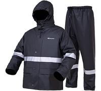 Rain Suits for Men Waterproof Work Heavy Duty Rain Suit Rain coats Rain Gear Jacket and Pants Rainwear, Black, 3XL