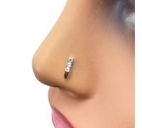 Raina Jewels Women's 18ct White Gold High Polished 3 Stone Cubic Zirconia Nose Stud/Pin 8mm in Silver Raina Jewels Silver One Size