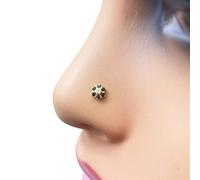 Raina Jewels Women's 22ct Gold Floral Cubic Zirconia Black Stone Nose Pin/Stud 4mm Width Raina Jewels Gold One Size
