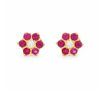 Raina Jewels Women's 22ct Gold Red Floral Mini Stud Earrings 4mm Raina Jewels Gold One Size