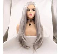 RainaHair 26'' Silver Grey Hair Wigs Realistic Wigs for Women Light Grey Natural Straight Long Synthetic Hair Heat Safe Glueless Lace Front Wig (Silver Grey)