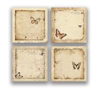 RAINBAM 4-Pads 3x3 Sticky Notes, Vintage Memo Pads with High-Adhesive, Self-Stick Notes, Reusable & Tearable for Journal Planners Office School Home, Retro Stationery Gift - Papillons Nostalgia