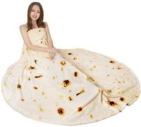 RAINBEAN Burrito Tortilla Blanket, 72 inch Novelty Blanket Giant Human Burrito, Tortilla Throw Food Creation Wrap Blanket for Sofa Bed Outdoors Travel, Soft & Plush Giant Towel for Adults Kids