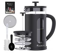 RAINBEAN French Coffee Press Cafeteria, 8 Cup Cafetiere Maker with Stainless Steel Plunger Double Walled Heat Resistant Borosilicate Glass, 1000ml / 34 oz, Black
