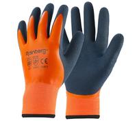 Rainberg 1 Pair Waterproof Thermal Winter Work Gloves, Fleece Liner Insulated Warm for Cold Weather, Safety Gloves with Superior Grip, Outdoor Gardening, Car Washing, Fishing, Multipurpose (Orange, L)