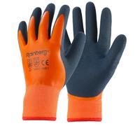 Rainberg 1 Pair Waterproof Thermal Winter Work Gloves, Fleece Liner Insulated Warm for Cold Weather, Safety Gloves with Superior Grip, Outdoor Gardening, Car Washing, Fishing, Multipurpose (Orange, S)