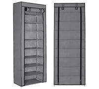 Rainberg 10 Tier Shoes Rack with Dustproof Cover, Shoe Storage Cabinet, Shoe Organizer, Easy to Assemble, Hold up to 25-30 Pairs (H 158cm x W 58cm x D 30cm) (Grey)