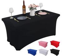 Rainberg 2 Pack Spandex Table Cover, Black Tablecloth 6FT, Washable and Wrinkle Resistant Stretch Rectangular Patio Table Cover for Event, Wedding, Banquet & Parties. (183Lx76Wx76H) cm