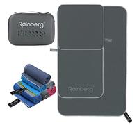 Rainberg 3PK Microfibre Towel, Sports Towel, Travel, Swimming and Beach Towel, Fast Drying, Super Absorbent, Ultra-Compact, Great for Camping, Gym, Beach and Swimming (Dark Grey)
