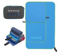Rainberg 3 Pack Light Blue Microfibre Towel, Super Absorbent, Quick Dry Beach Towel Ultra Compact Lightweight Soft Microfiber Towels for Gym, Swimming, Camping, Yoga & Sports
