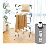Rainberg 3 Tier Clothes Airer, Clothes Rack Drying Indoor and Outdoor Laundry Rack with Non-Slip Feet and Corner Spaces for Hangers, Flat Foldable for Space Saving(Drying Rack With Laundry Basket)