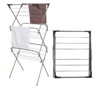 Rainberg 3 Tier Clothes Airer, Heavy Duty Foldable Clothes Drying Rack, with Non-Slip Feet for Indoor and Outdoor, Flat Foldable for Space Saving
