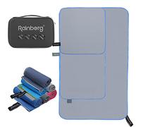 Rainberg 3PK Microfibre Towel, Sports Towel, Travel, Swimming and Beach Towel, Fast Drying, Super Absorbent, Ultra-Compact, Great for Camping, Gym, Beach and Swimming (Grey)