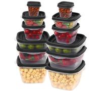 Rainberg 50 PCS Food Storage Set, Food Storage Containers, Cereal Storage Containers, Food Containers with Lids, Food Storage, Microwave and Freezer Safe, BPA Free. (Black)