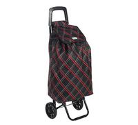 Rainberg 50Ltr Lightweight 2 Wheels Shopping Trolley, Hard Wearing & Foldaway Trendy Folding, Collapsible Push/Pull Carts for Easy Storage (Black & Red)