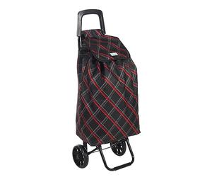 Rainberg 50Ltr Lightweight 2 Wheels Shopping Trolley, Hard Wearing & Foldaway Trendy Folding, Collapsible Push/Pull Carts for Easy Storage (Black & Red)