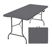 Rainberg 6 Ft Heavy Duty Folding Table, Tabletop & Sturdy Metal Frame, Foldable With Handle, Waterproof, Portable, & Easy
