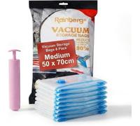 Rainberg Premium Vacuum Storage Bags 8 Pack, 80% More Storage, Vacuum Sealer Bag with Double-Zip Seal and Triple Seal Turbo-Valve for Max Space Saving in a storage bag. (Medium(50 x 70cm))