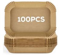 Rainberg Air Fryer Liners Disposable 5.5 Inch 100pcs Rectangular, Non-Stick Baking Parchment Paper Liners, Compatible with Ninja, Tower and Other Dual Zone Air Fryers (100, 5.5 Inch - Rectangle)