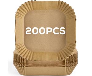 Rainberg Air Fryer Liners Disposable, 6.3 Inch 200pcs Square, Non-Stick, Heat Resistant, Food Grade Parchment Paper, Compatible with Russell Hobbs, Tower, COSORI, Ninja (200, 6.3 Inch - Square)