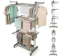 Rainberg Airer Clothes Drying Rack, 4-Tier Foldable Clothes Hanger, Adjustable Large Laundry Racks for Indoor Outdoor Use With 24m of Drying space. (Grey)
