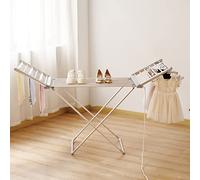 Rainberg Electric heated clothes dryer, Energy-Efficient Indoor Airer Wet Laundry Drying Horse Rack, Foldable Drying Rack Saving Space, 18 rails and 2 Heated Wings (Heated Rack)