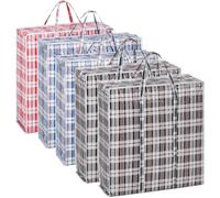 Rainberg Extra-Strong Laundry Bags, Set of 5, Plaid Pattern, Double Zipper, Moving Bags, Packing Bags, Storage Bags (Ex-Large (60x60cm))