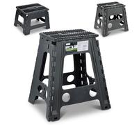 Rainberg Folding Step Stool 18 Inch, Heavy Duty Folding Stool, 350 lbs Capacity with Carrying Handle, Portable, Anti Slip Surface for Kids & Adults, Kitchen, Bathroom, Camping (Black)