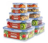 Rainberg Food Storage Containers - 20 Pieces (10 containers & 10 Lids) Leak Proof, Airtight Food Containers with Lids, Stackable, Freezer, Microwave & Dishwasher Safe (Transparent)