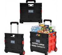 Rainberg Heavy Duty Folding Trolley Box Cart, Folding Shopping Trolley and Shopping Crate, Folding Boot Cart, Extra Large Size, Folds Flat, Capacity 35kg (Extra Large)