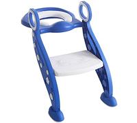 Rainberg® Kids Potty Training Toilet Seat Adjustable Height Step Ladder for Boys and Girls | Bathroom Aid Toddler Training Seats Portable Design (White Blue)