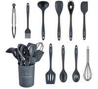 Rainberg Kitchen Utensil Set 12 Pcs Silicone Cooking Utensils Set for Non Stick Kitchen Sets, Kitchen Utensils Set, Spatula Set, Kitchen Gadgets, Turner, Whisk, Kitchen Tool Set (Grey)