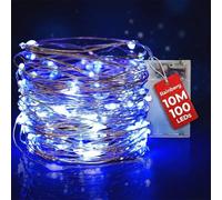 Rainberg LED Fairy Lights, 10M 100 LEDs Battery Powered, Waterproof Copper Wire, DIY Bendable for Indoor Outdoor, Wedding, Party, Christmas Decoration (Blue, 10M 100 LEDs)