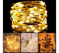 Rainberg LED Fairy Lights, 5M 50 LEDs Battery Powered, Waterproof Copper Wire, DIY Bendable for Indoor Outdoor, Wedding, Party, Christmas Decoration (Warm White, 5M 50 LEDs)