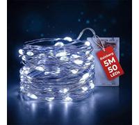 Rainberg LED Fairy Lights, 5M 50 LEDs Battery Powered, Waterproof Copper Wire, DIY Bendable for Indoor Outdoor, Wedding, Party, Christmas Decoration (Purple, 5M 50 LEDs)