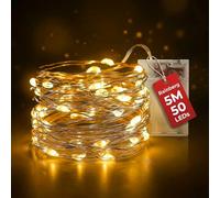 Rainberg LED Fairy Lights, 5M 50LEDs Battery Powered, Waterproof Copper Wire, DIY Bendable for Indoor and Outdoor, Wedding, Party, Christmas and Home Decoration (Warm White)