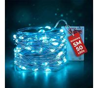Rainberg LED Fairy Lights, 5M 50 LEDs Battery Powered, Waterproof Copper Wire, DIY Bendable for Indoor Outdoor, Wedding, Party, Christmas Decoration (Cool White, 5M 50 LEDs)