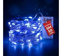 Rainberg LED Fairy Lights, 5M 50LEDs Battery Powered, Waterproof Copper Wire, DIY Bendable for Indoor and Outdoor, Wedding, Party, Christmas and Home Decoration (Blue)
