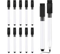 Rainberg Magnetic Whiteboard Pens with Eraser, Pack of 12 Black Dry Erase Marker Pens, Bullet Tip, Low Odor Whiteboard Markers for School, Office, Home & Classroom