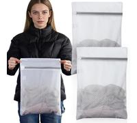 Rainberg Mesh Laundry Bags for Washing Machine, 30x40cm Durable with Zip Reusable Clothes Washing Bags for Travel and Storage, White, 2 Pack (2 Pack (30x40cm))
