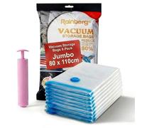 Rainberg Premium Vacuum Storage Bags 8 Pack Jumbo size, 80% More Storage, Vacuum Sealer Bag with Double-Zip Seal and Triple Seal Turbo-Valve for Max Space Saving in a storage bag. (Jumbo(80 x 110))